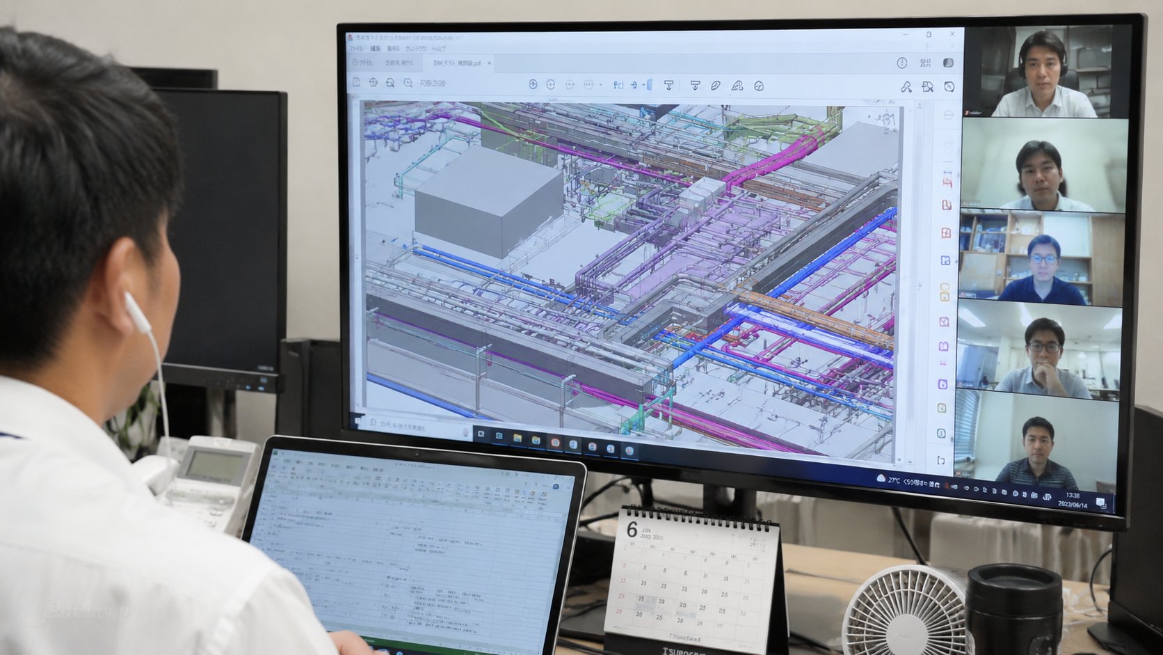 再開発商業施設の設備BIM専属チーム支援